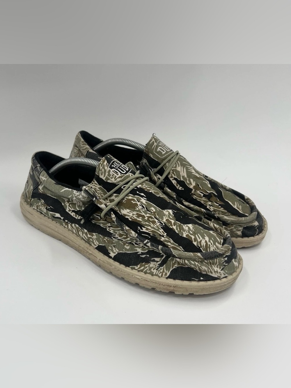 Hey Dude Wally Camouflage Tiger Stripe Camo Slip On Loafers Mules Shoes-Mens 12